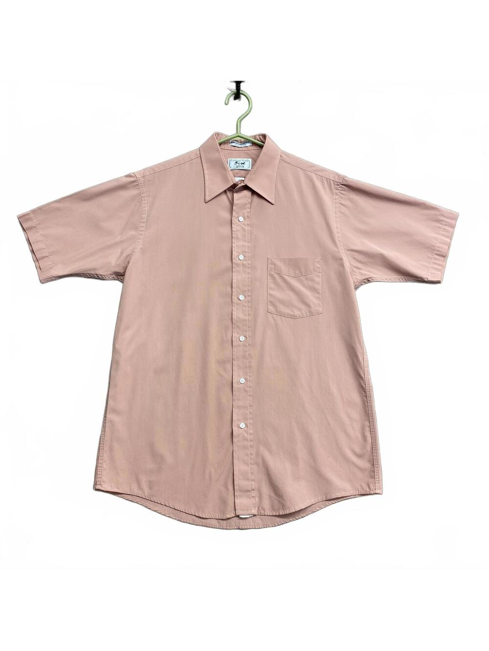 VTG 80's Arrow Carriage Trade Men's Short Sleeve ButtonUp Shirt Salmon Size 15.5